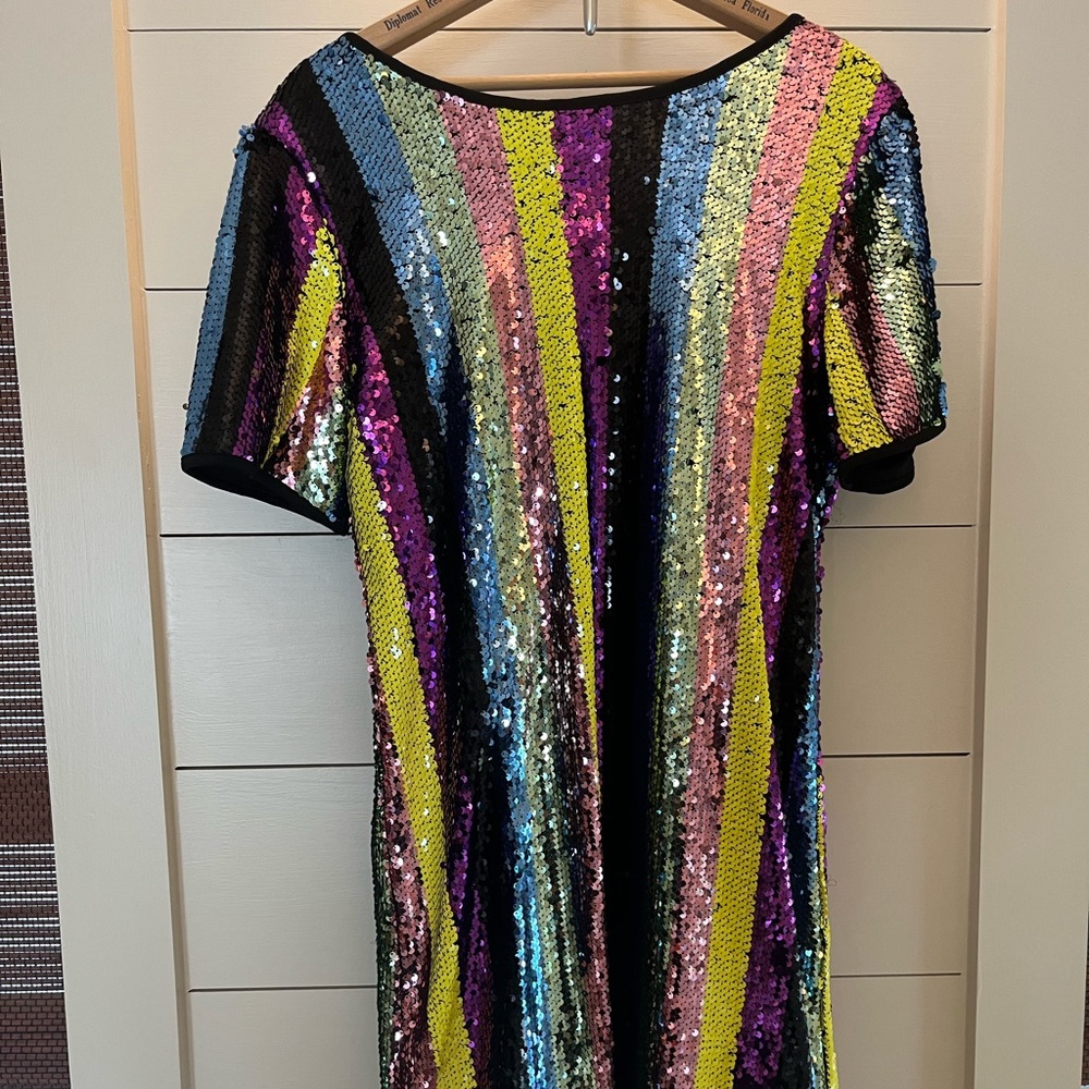 Main Strip Sequined Multicolor Mini Dress